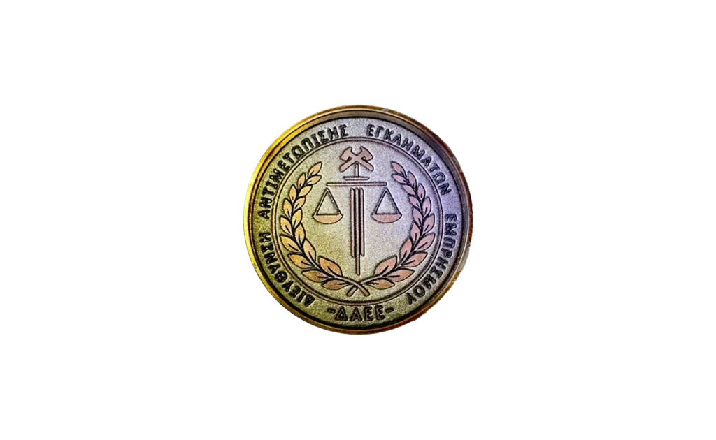 Custom laser engraved 3D emboss metal challenge coin DAEE, αναμνηστικό ανάγλυφο μετάλλιο Πυροσβεστικής, Laser Muse Art