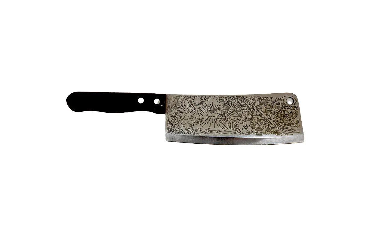 Custom laser engraved tiger cleaver knife, μπαλτάς κουζίνας με χάραξη Laser Muse Art