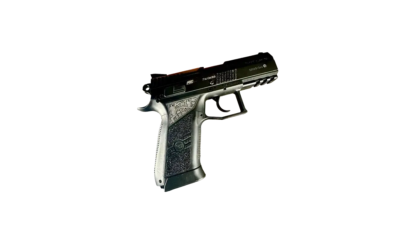 Precision metal laser engraving on handgun, χάραξη λέιζερ υψηλής ακρίβειας σε μέταλλο, Laser Muse Art