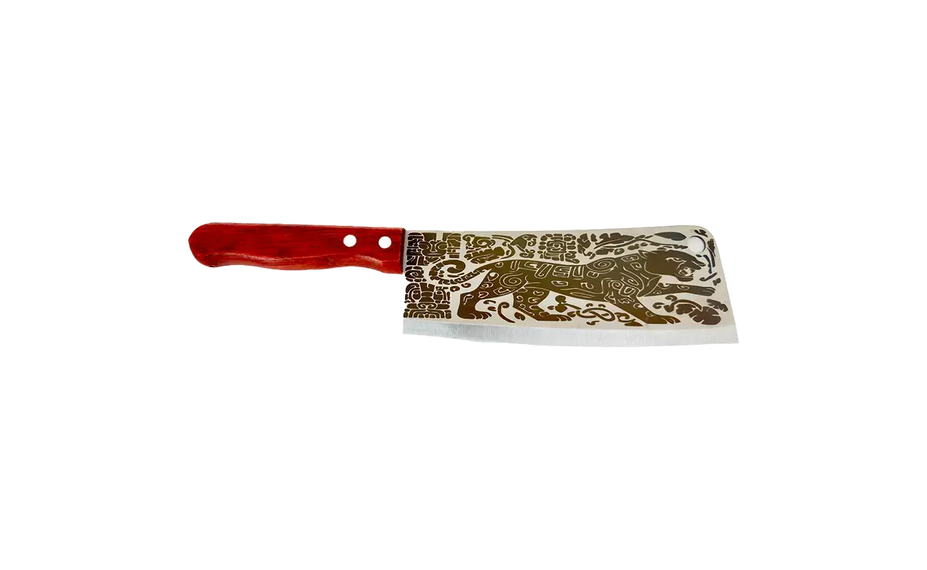 Custom laser engraved tiger cleaver knife, μπαλτάς κουζίνας με χάραξη τίγρη, Laser Muse Art